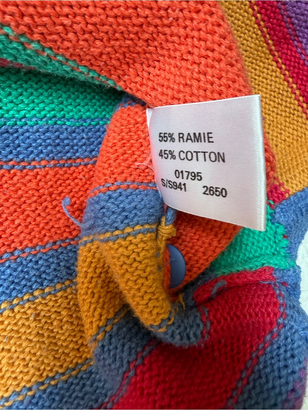 Tulchan vintage Ramie Cotton cardigan colorful striped - Picture 5 of 9